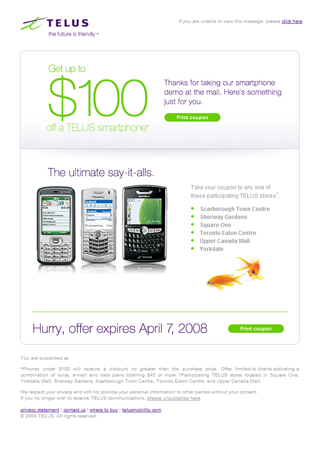 TELUS - Say-it-all Campaign - March 2008 - Email Design and Coding