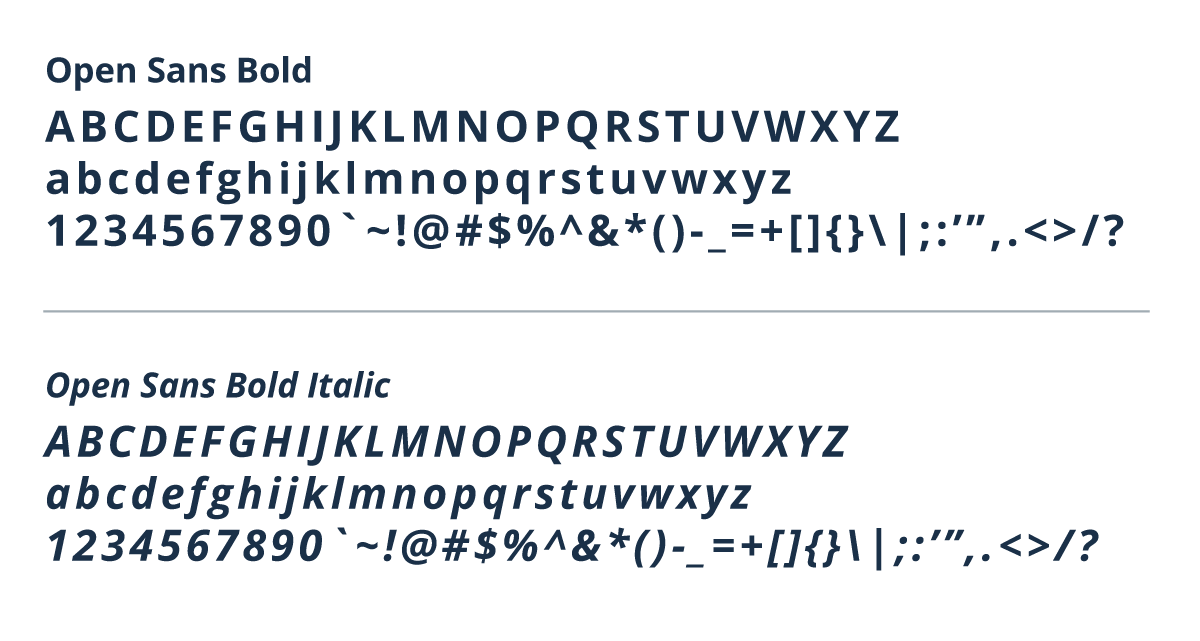 Open Sans Bold normal and italic
