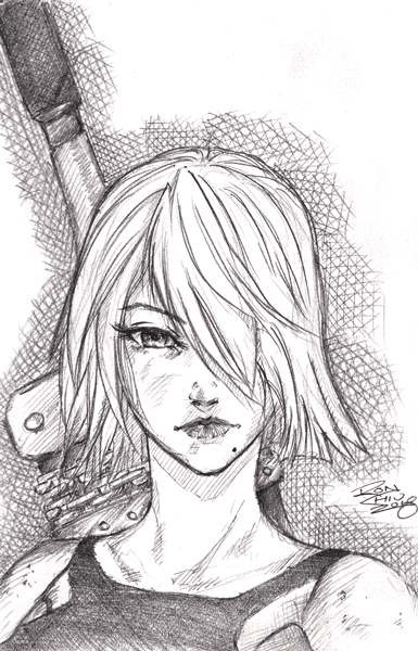 Sketch of A2 from NieR:Automata