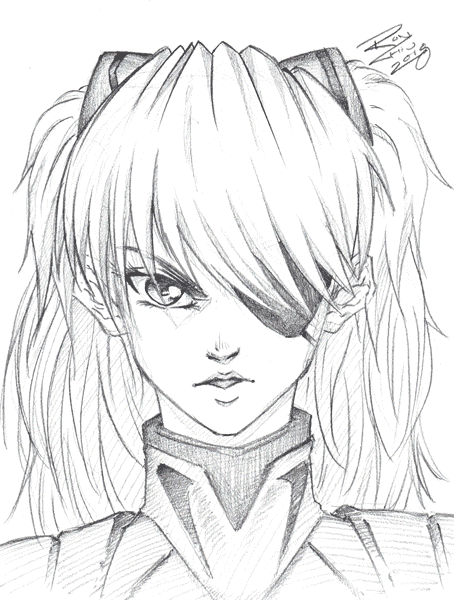 Sketch of Asuka from Evangelion