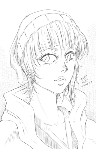Girl with Bangs Sketch