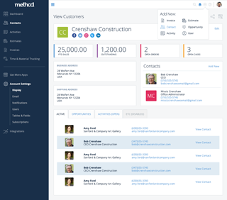 Method:CRM - Contacts Dashboard - Global Add