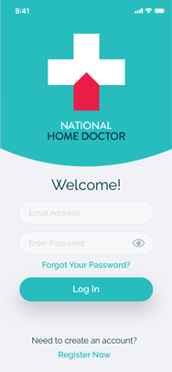 NHD - Patients App - Log In Screen
