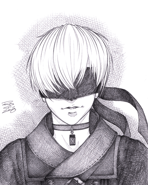 Sketch of 9S from NieR:Automata