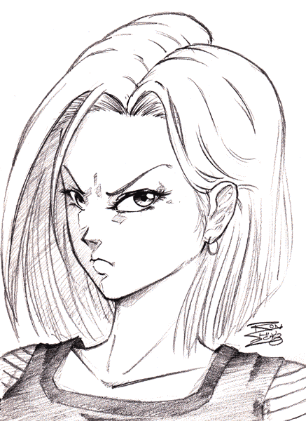 Sketch of Android 18 from Dragon Ball Z