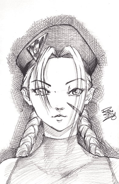 Sketch of Cammy from Street Fighter