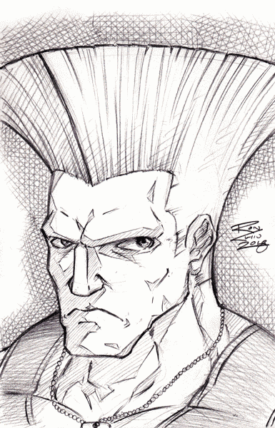 Sketch of Guile from Street Fighter