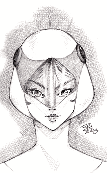 Sketch of Jun the Swan from Gatchaman