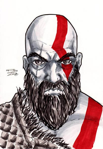Drawing of from God of War(2018), coloured with Copic markers