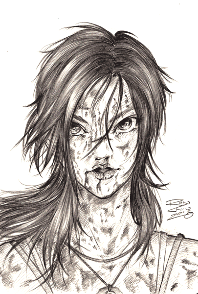 Sketch of Lara Croft from Tomb Raider