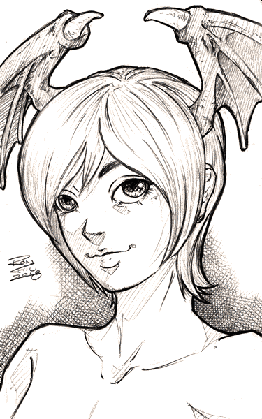Sketch of Lilith from Darkstalkers