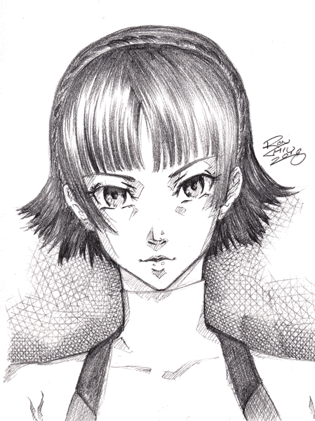 Sketch of Makoto from Persona 5