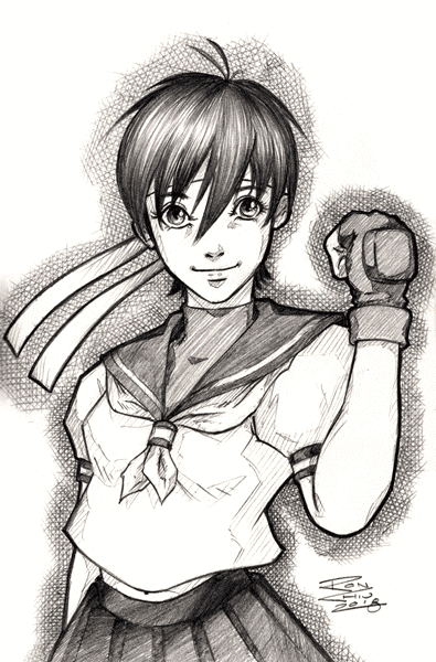 Sakura from Street Fighter - Pencil Drawing