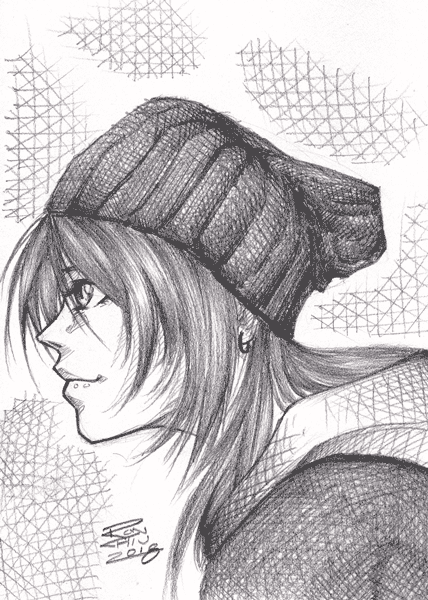 Sketch of girl wearing a slouchy