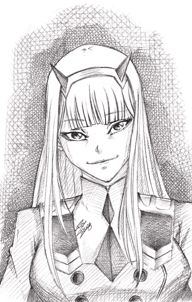 Sketch of Zero Two from Darling in the Franxx